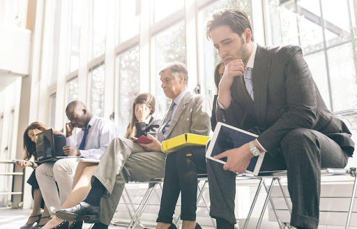 New York employees wait for on-call opportunities. 